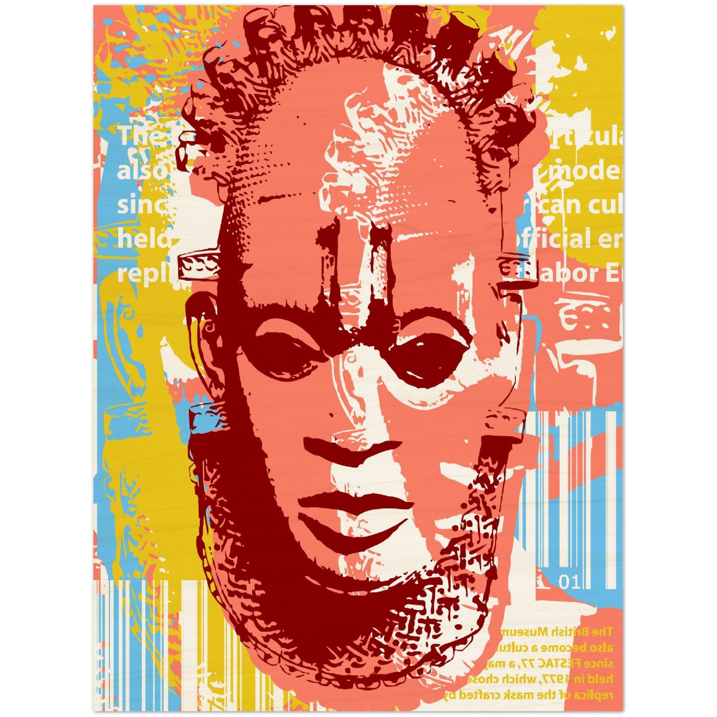 Wood Prints - Benin Mask. Graphic Stencil