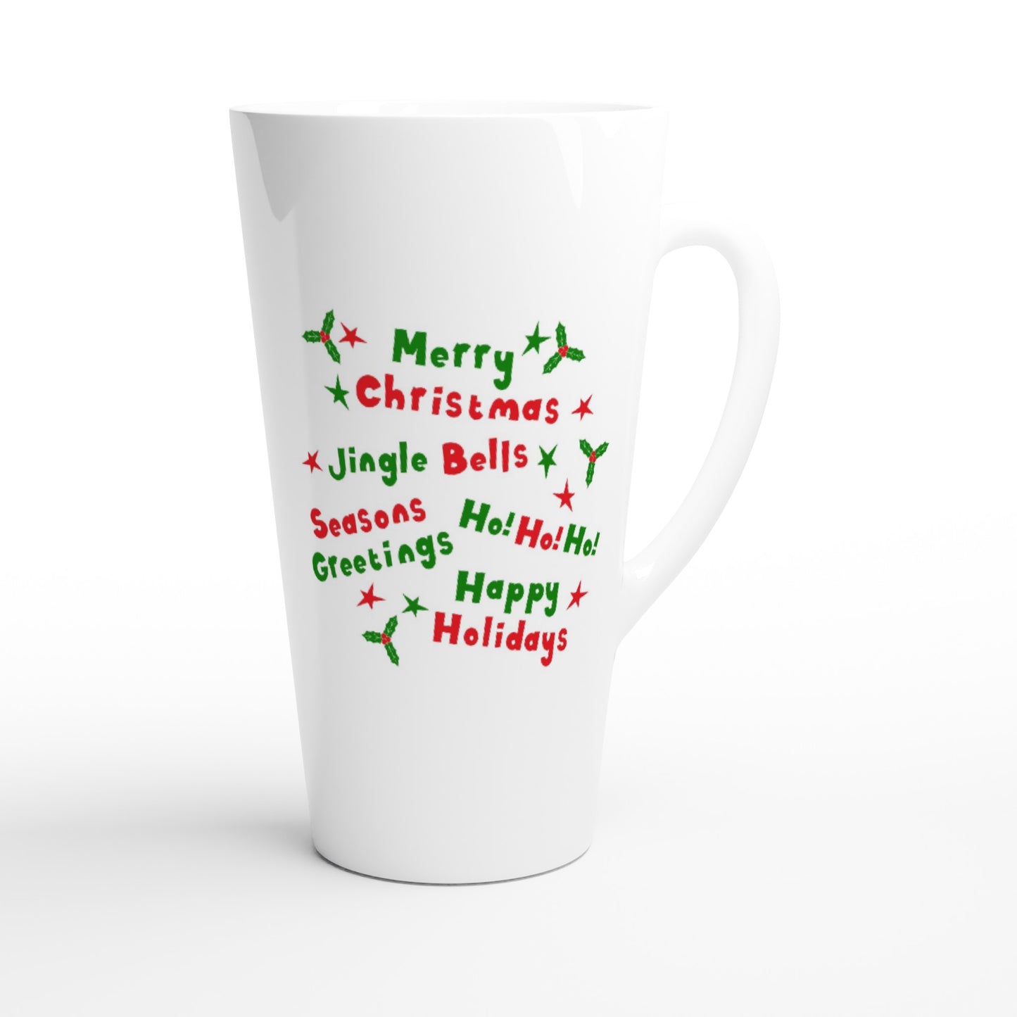 White Latte 17oz Ceramic Mug Happy Christmas quotes