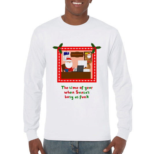 Men's Premium Unisex Longsleeve T-shirt Santa and Rudolf Busy as Funk