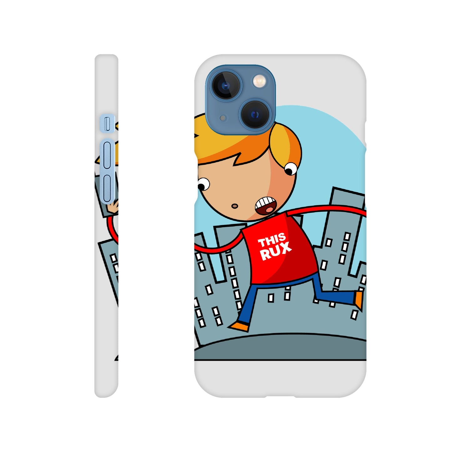 Slim case - Cartoon Of A Kid On A Phone With City Skylines