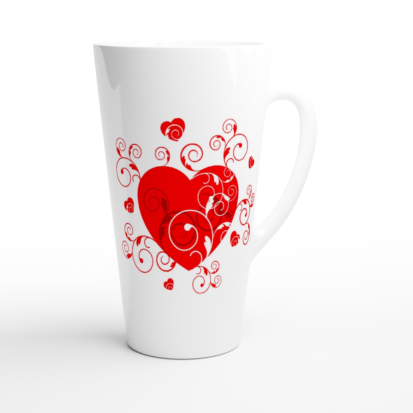 White Latte 17oz Ceramic Mug - Beautiful Heart with Organic design - Valentine