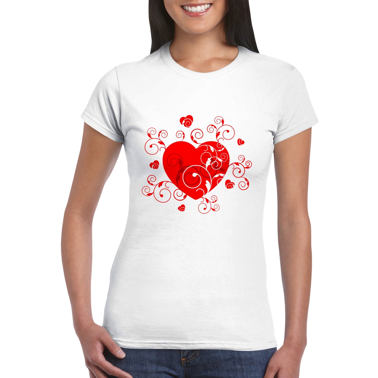 Classic Womens Crewneck T-shirt - Beautiful Heart with Organic design - Valentine