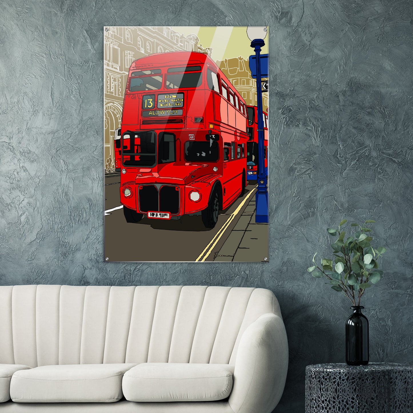 Acrylic Print London Bus-The Route Master and the City of London-Stylised