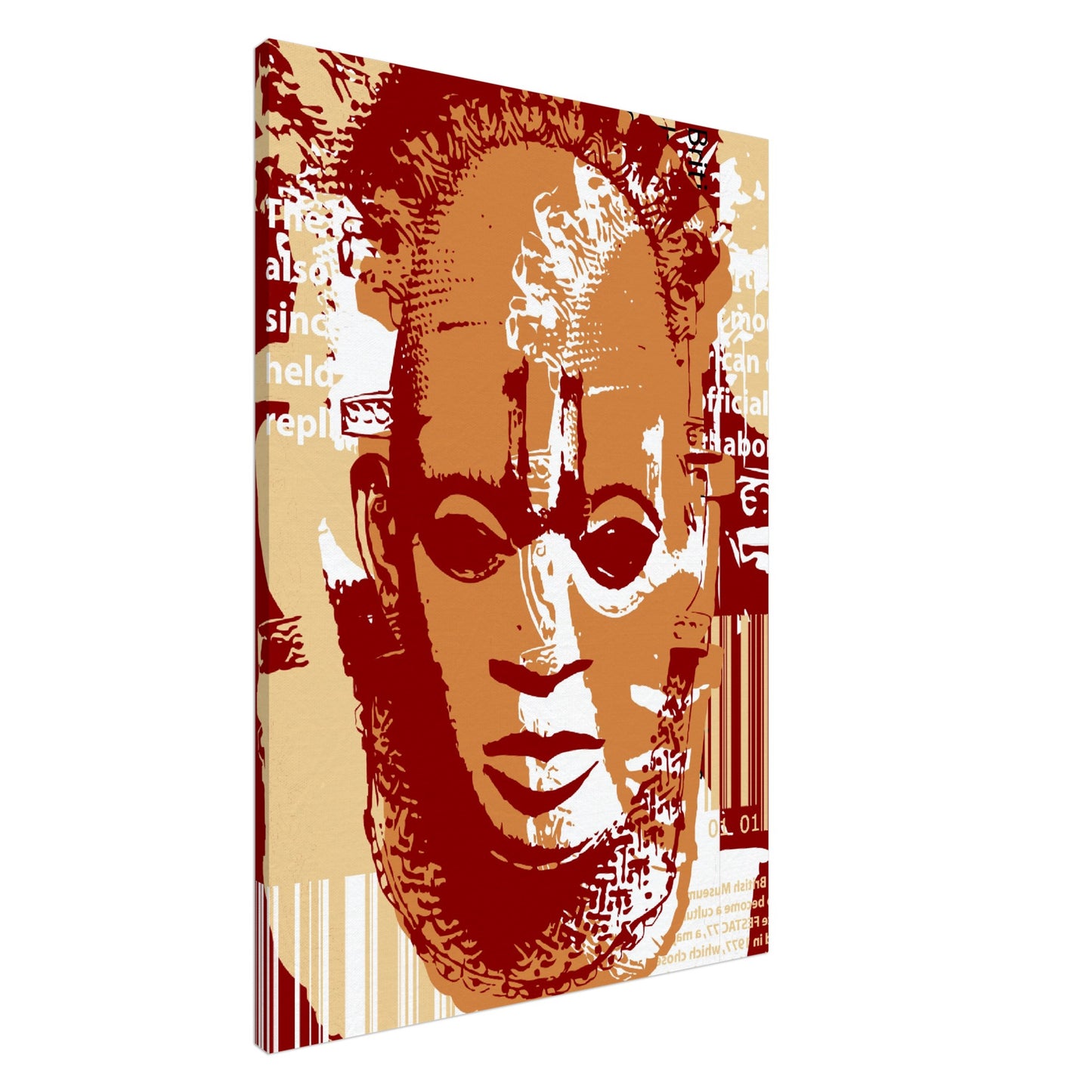 Canvas - Benin Mask. Graphic Stencil - Earthy and Brown Tones