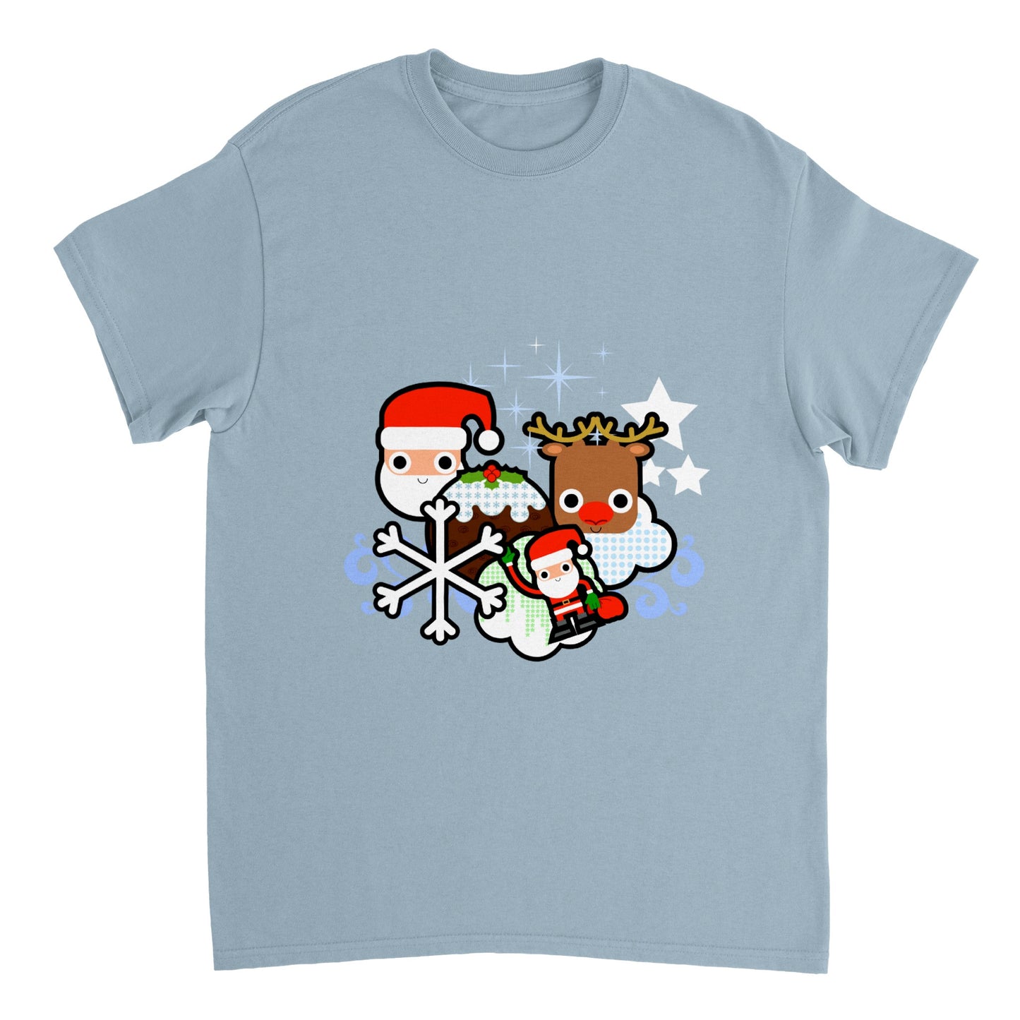 Heavyweight Unisex Crewneck T-shirt Santa and all Christmas - graphics