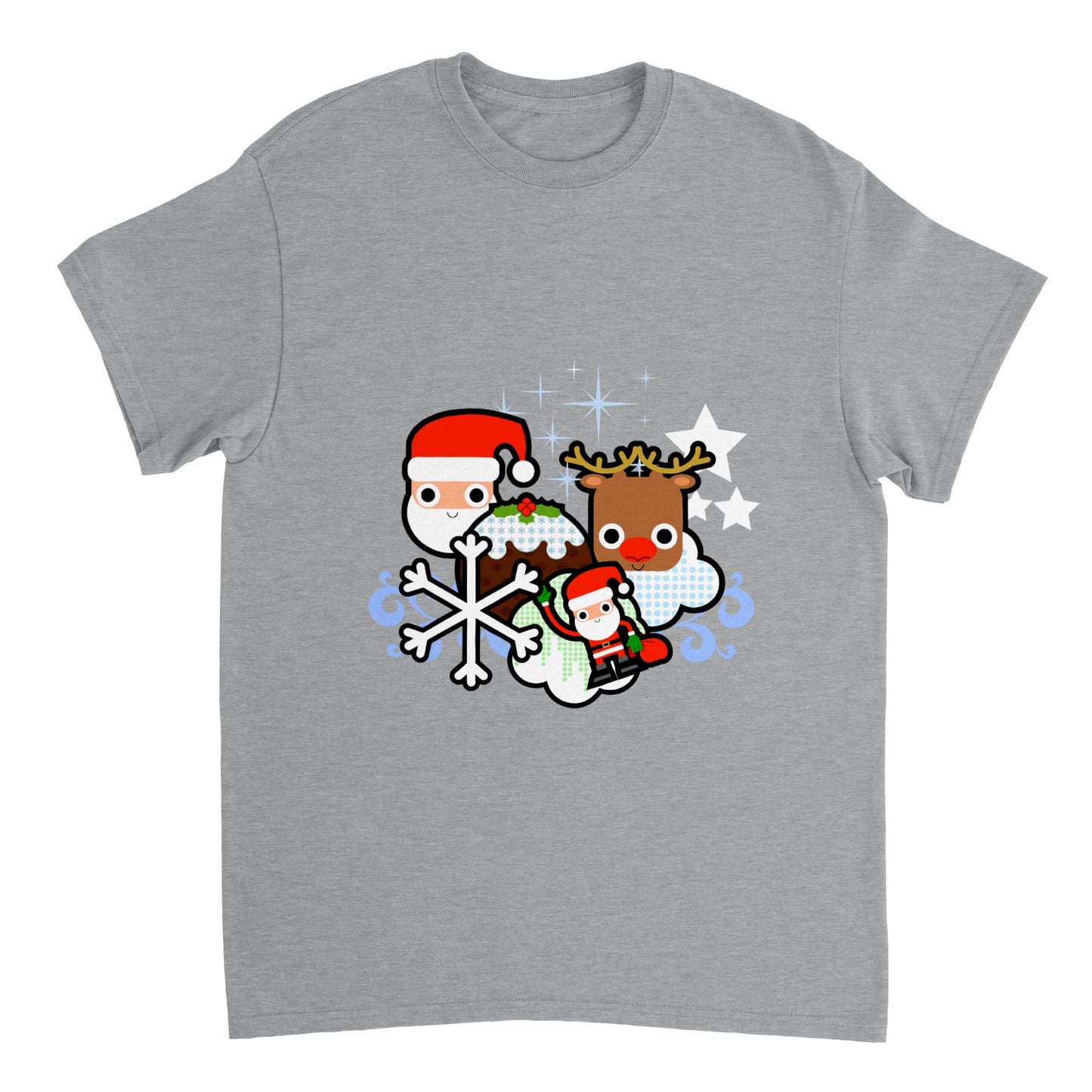 Heavyweight Unisex Crewneck T-shirt Santa and all Christmas - graphics