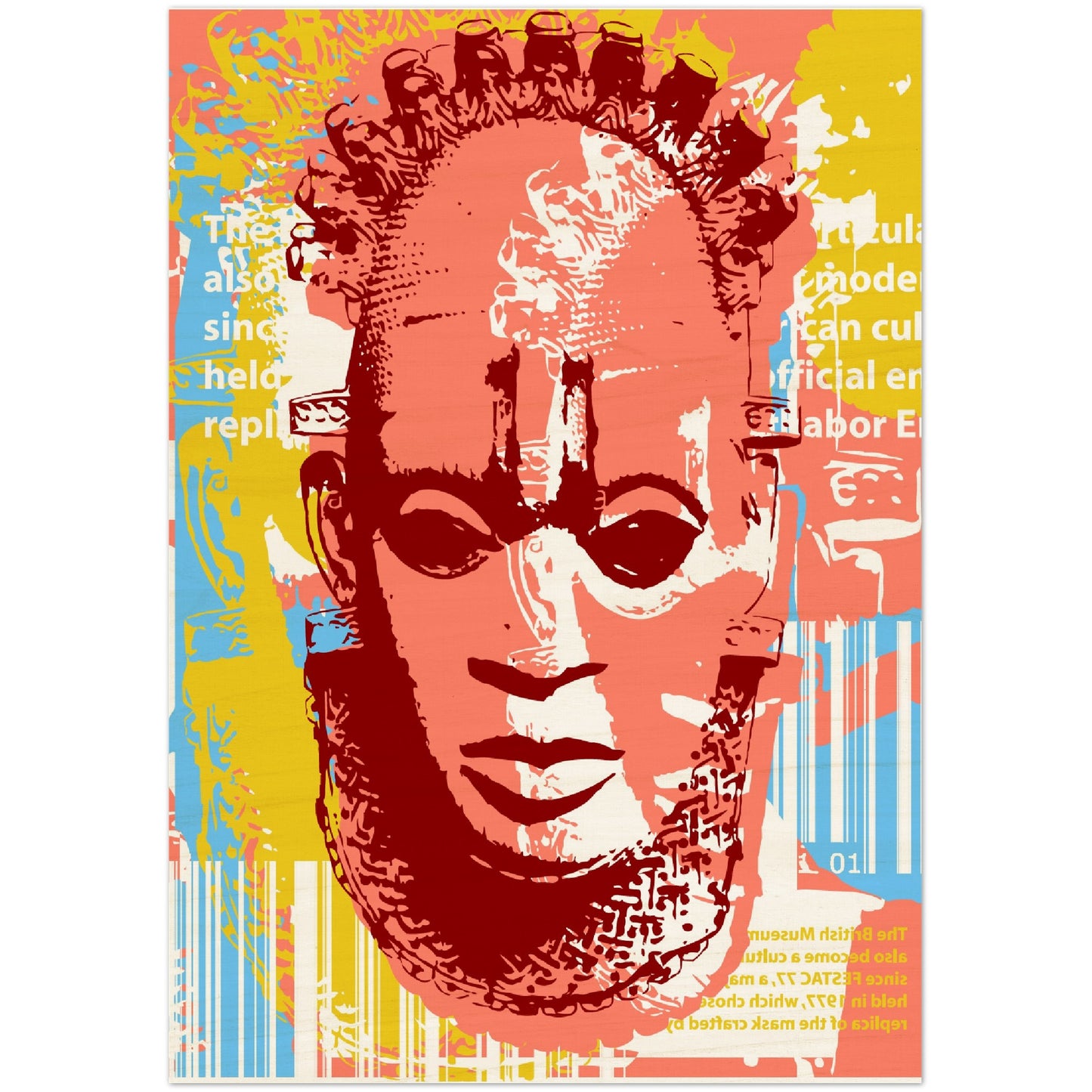 Wood Prints - Benin Mask. Graphic Stencil