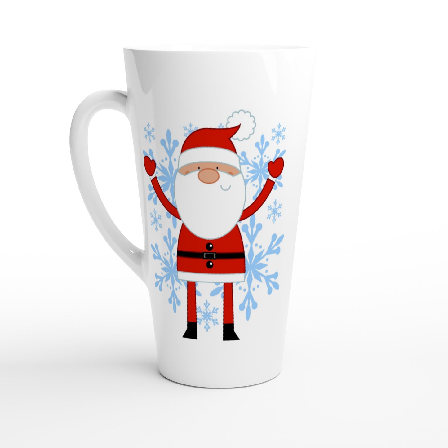 White Latte 17oz Ceramic Mug Happy Santa-Snow Crystals - Cartoon