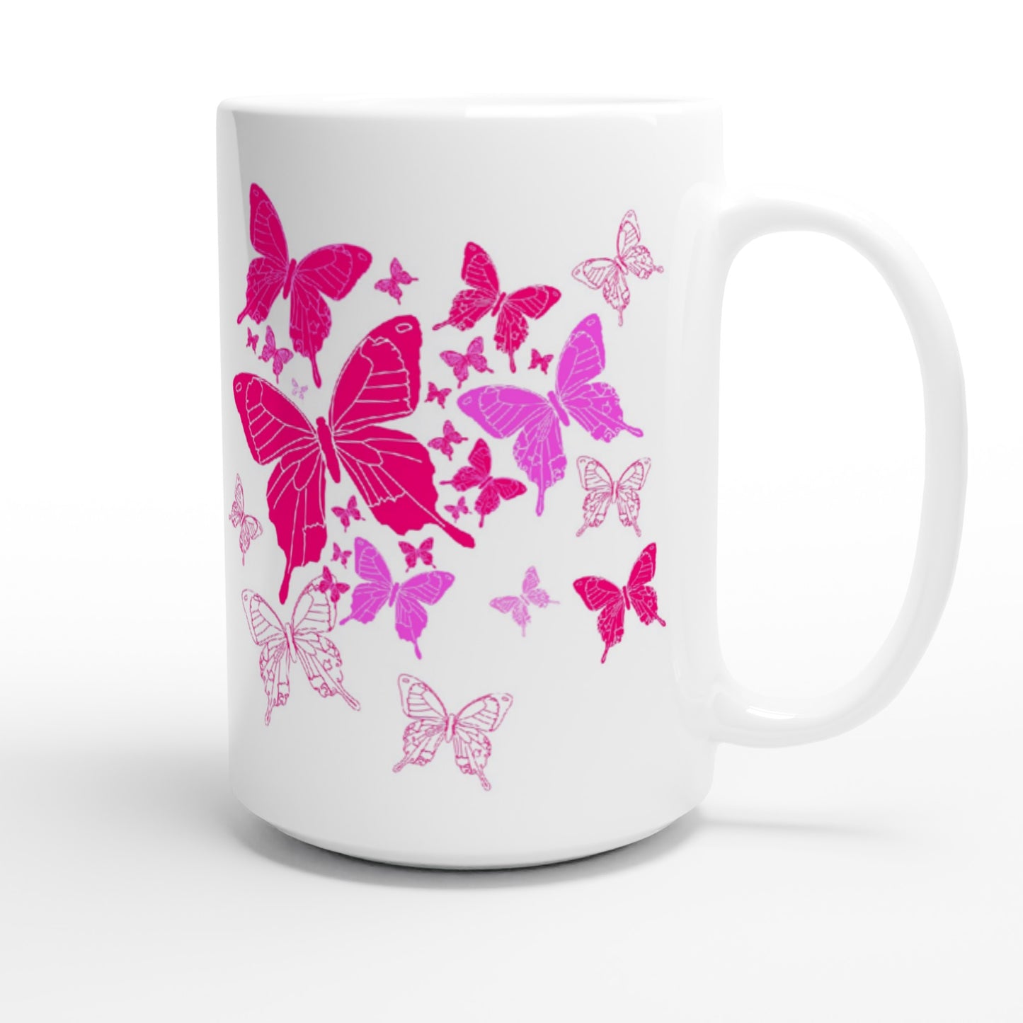 White 15oz Ceramic Mug - Butterflies-Sanctuary