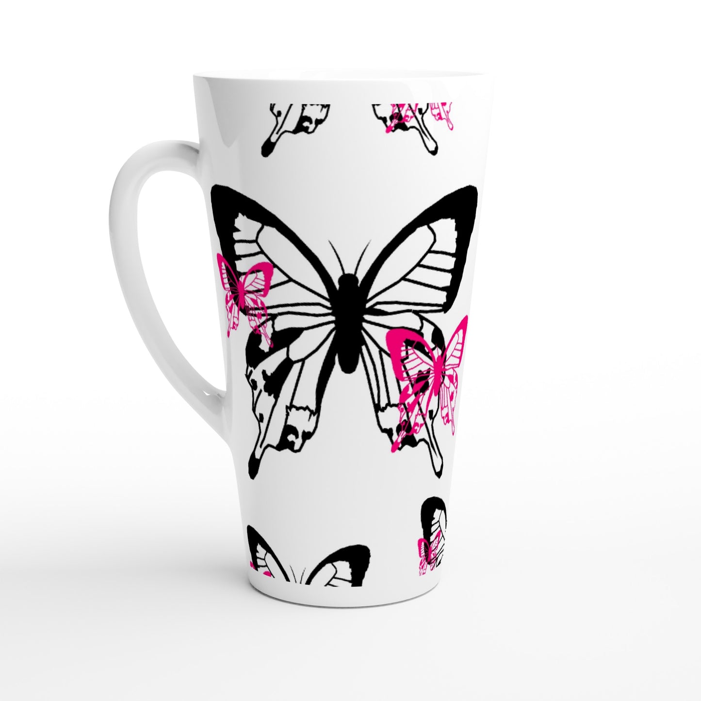 White Latte 17oz Ceramic Mug - Butterflies-Little And Large