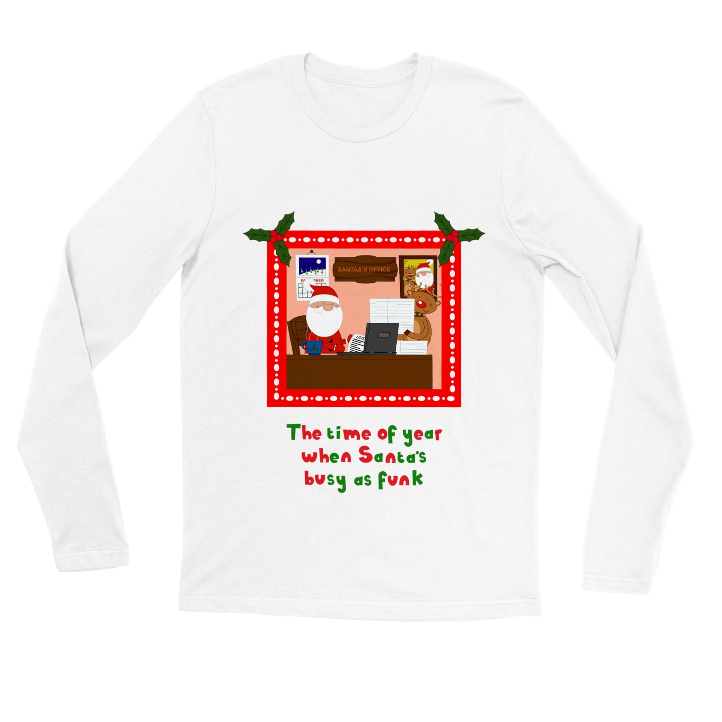 Men's Premium Unisex Longsleeve T-shirt Santa and Rudolf Busy as Funk