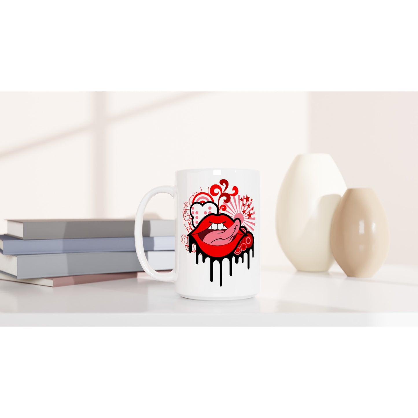 White 15oz Ceramic Mug - Lips Don't Lie