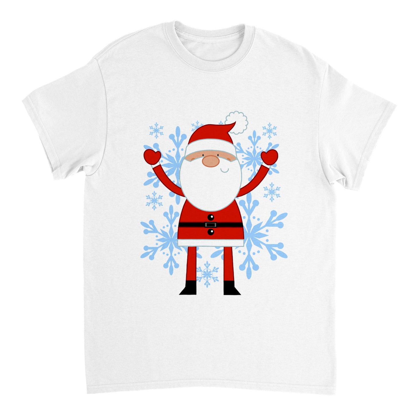 Womens Heavyweight Unisex Crewneck T-shirt Happy Santa-Snow Crystals - Cartoon