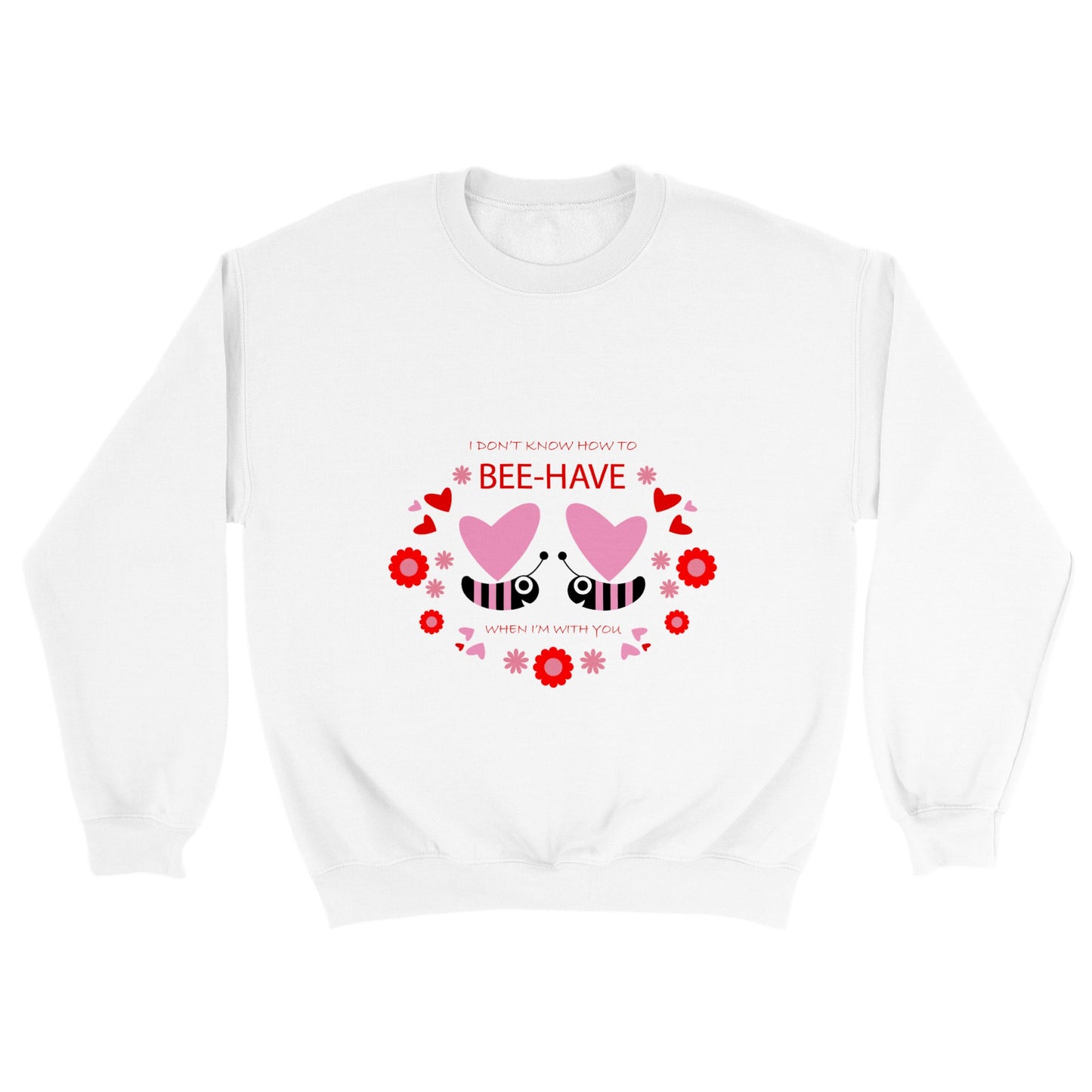 Classic Unisex Crewneck Sweatshirt - Bees mirrored with Floral and Hearts - Valentine