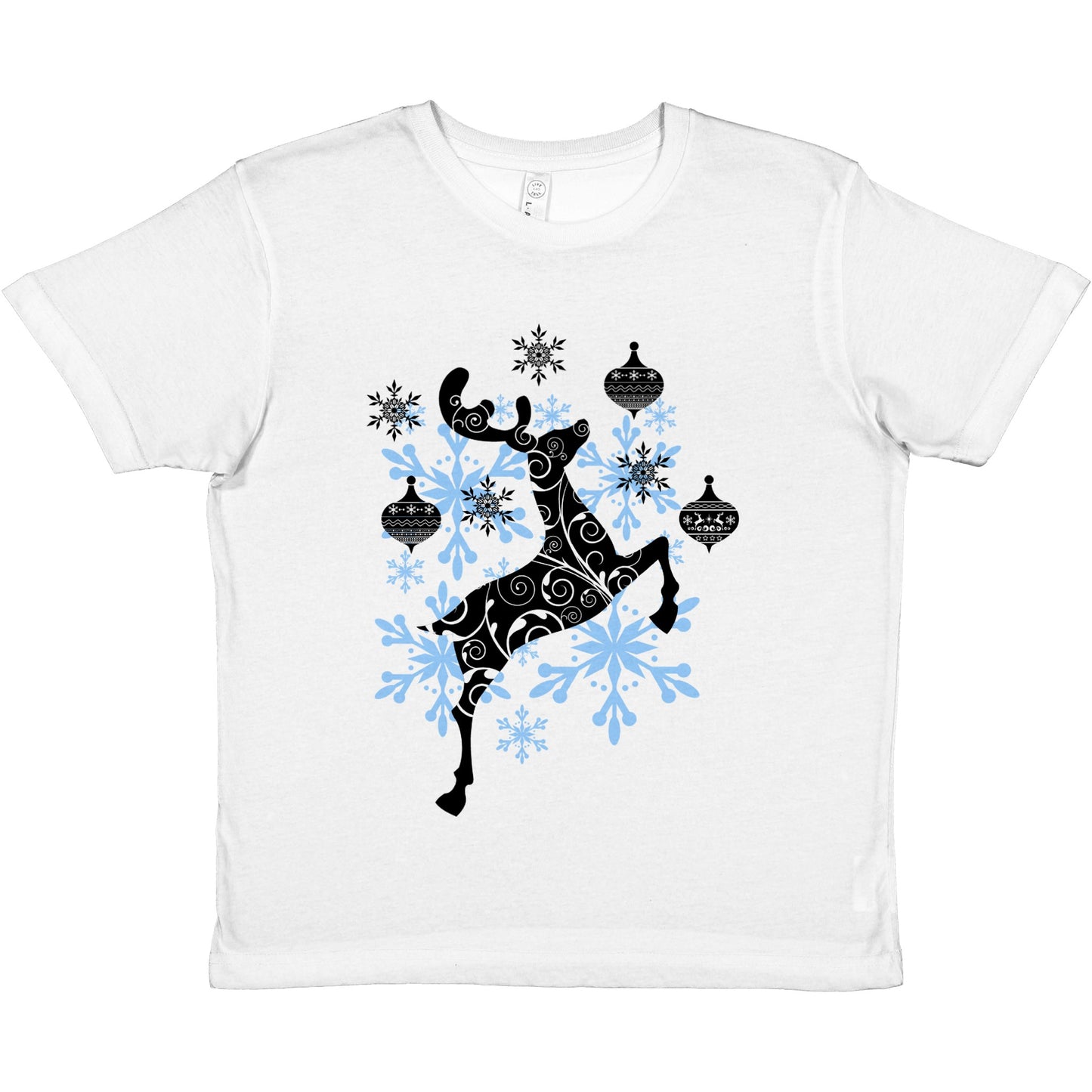 Premium Kids Crewneck T-shirt Reindeer-Decorative Baubles-Snow Crystals