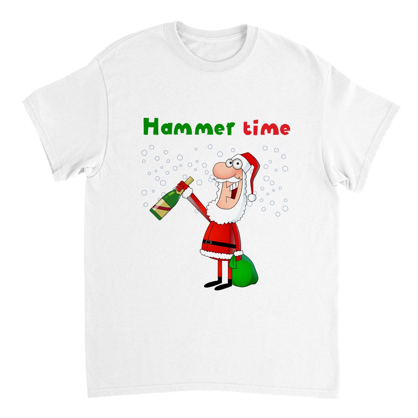 Men's Heavyweight Unisex Crewneck T-shirt - Santa with bottle-Hammer Time