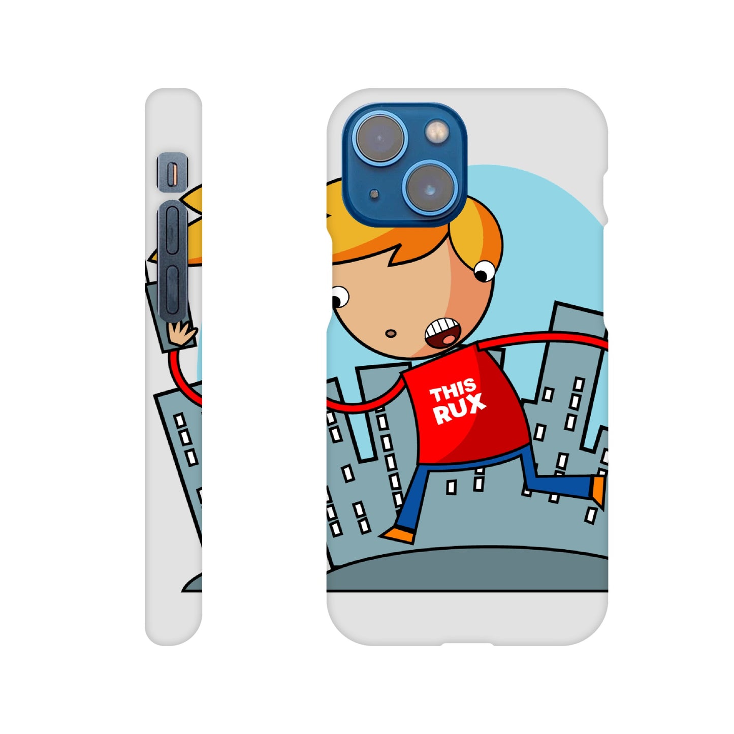 Slim case - Cartoon Of A Kid On A Phone With City Skylines