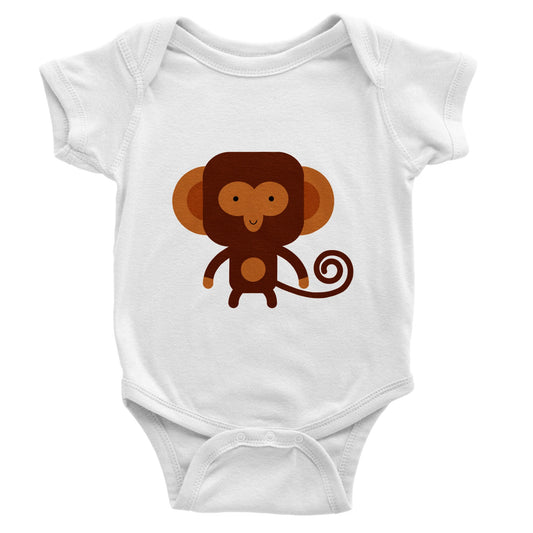 Classic Baby Short Sleeve Bodysuit Cute Monkey