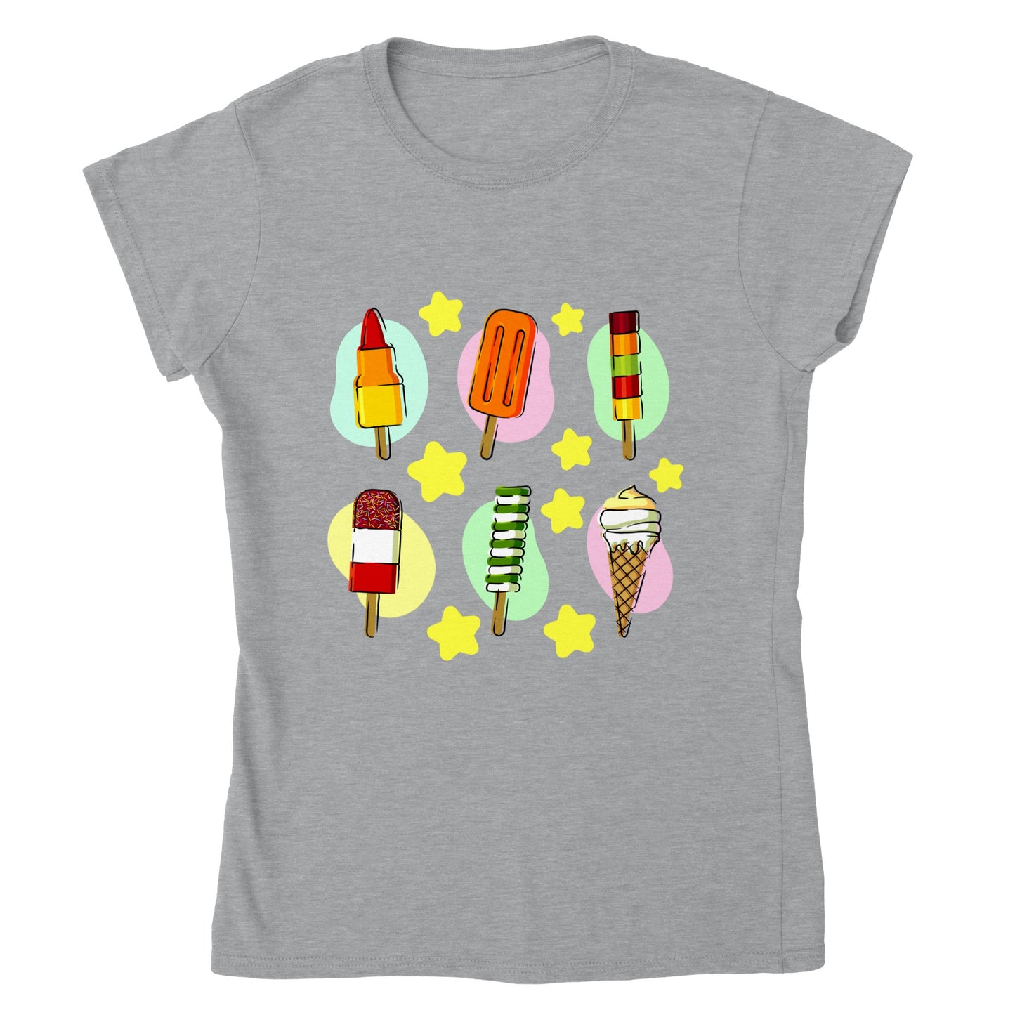 Classic Women's Crewneck T-shirt - Six Types Of Ice Cream Treats