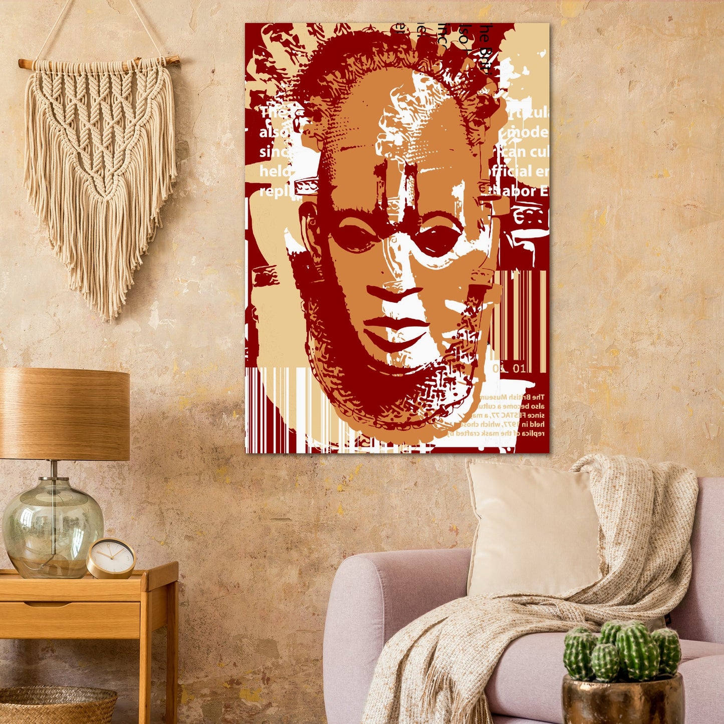 Premium Matte Paper Poster - Benin Mask. Graphic Stencil