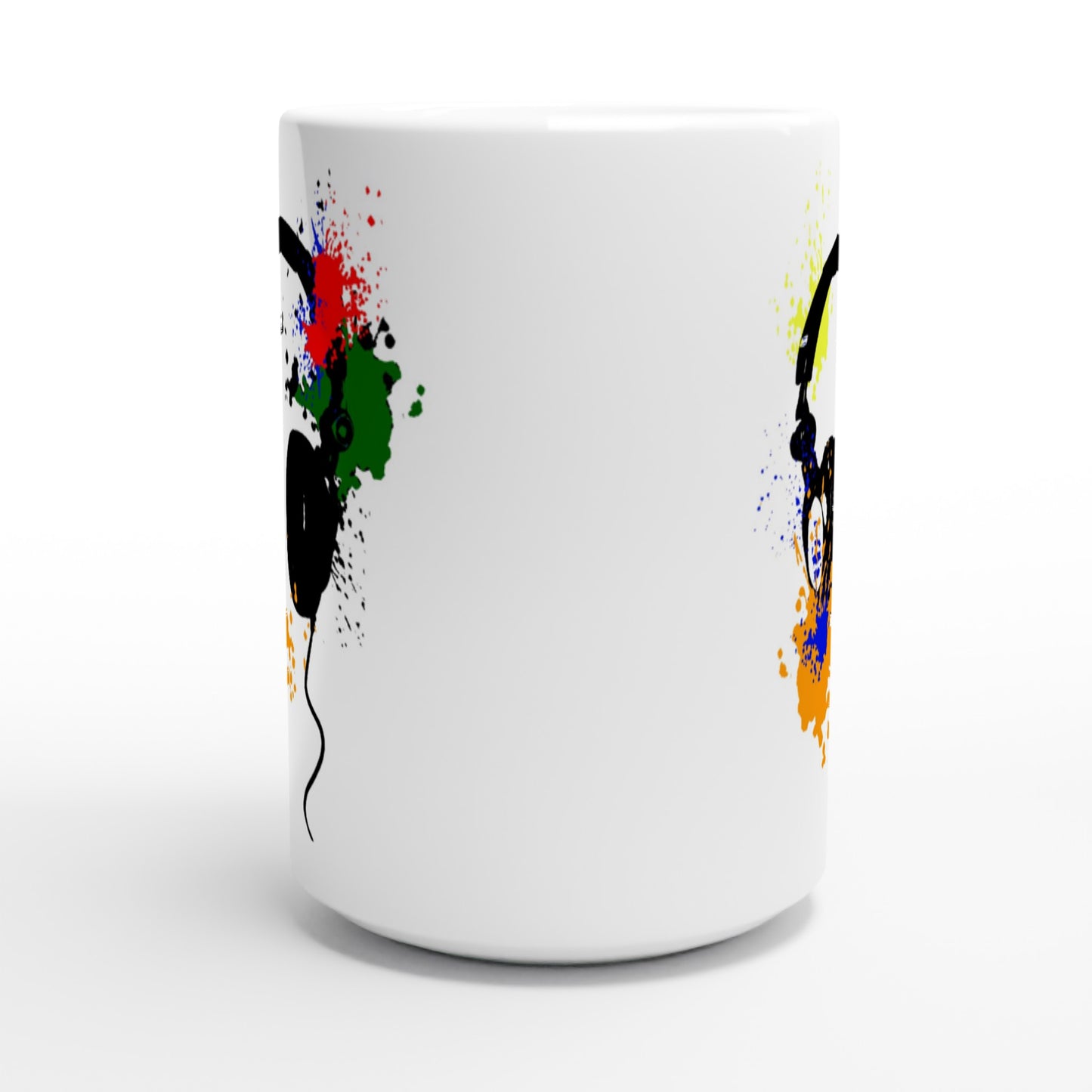 White 15oz Ceramic Mug - Music is Art - Headphone