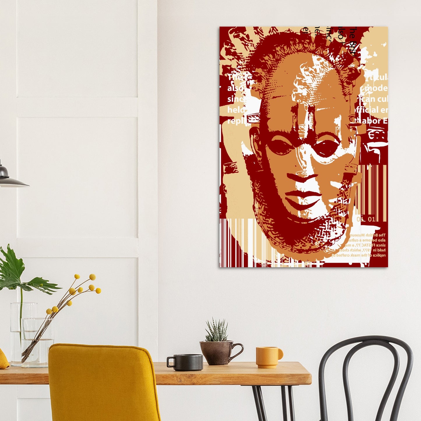 Premium Matte Paper Poster - Benin Mask. Graphic Stencil