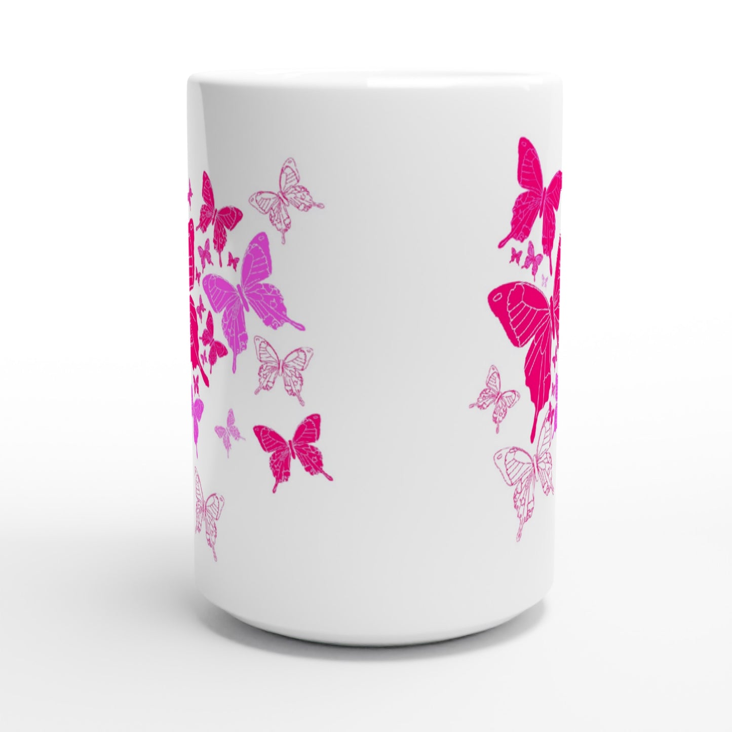 White 15oz Ceramic Mug - Butterflies-Sanctuary