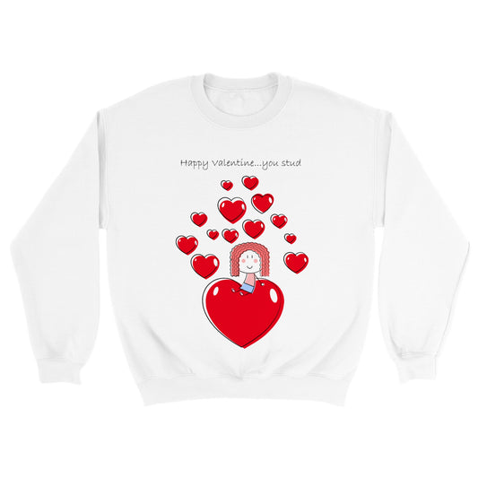 Classic Unisex Crewneck Sweatshirt - Girl sitting on Heart - Valentine