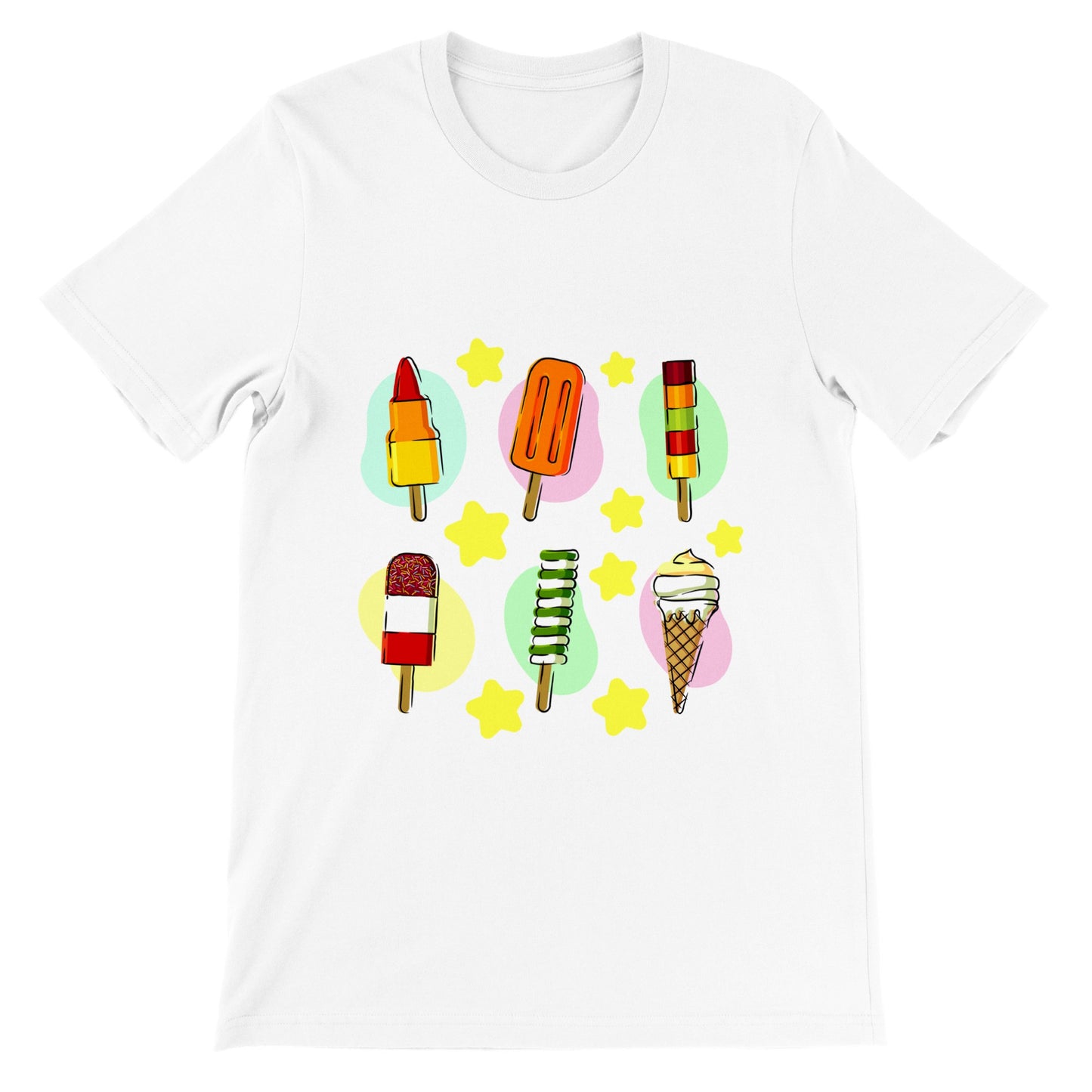 Premium Unisex Crewneck T-shirt - Six Types Of Ice Cream Treats