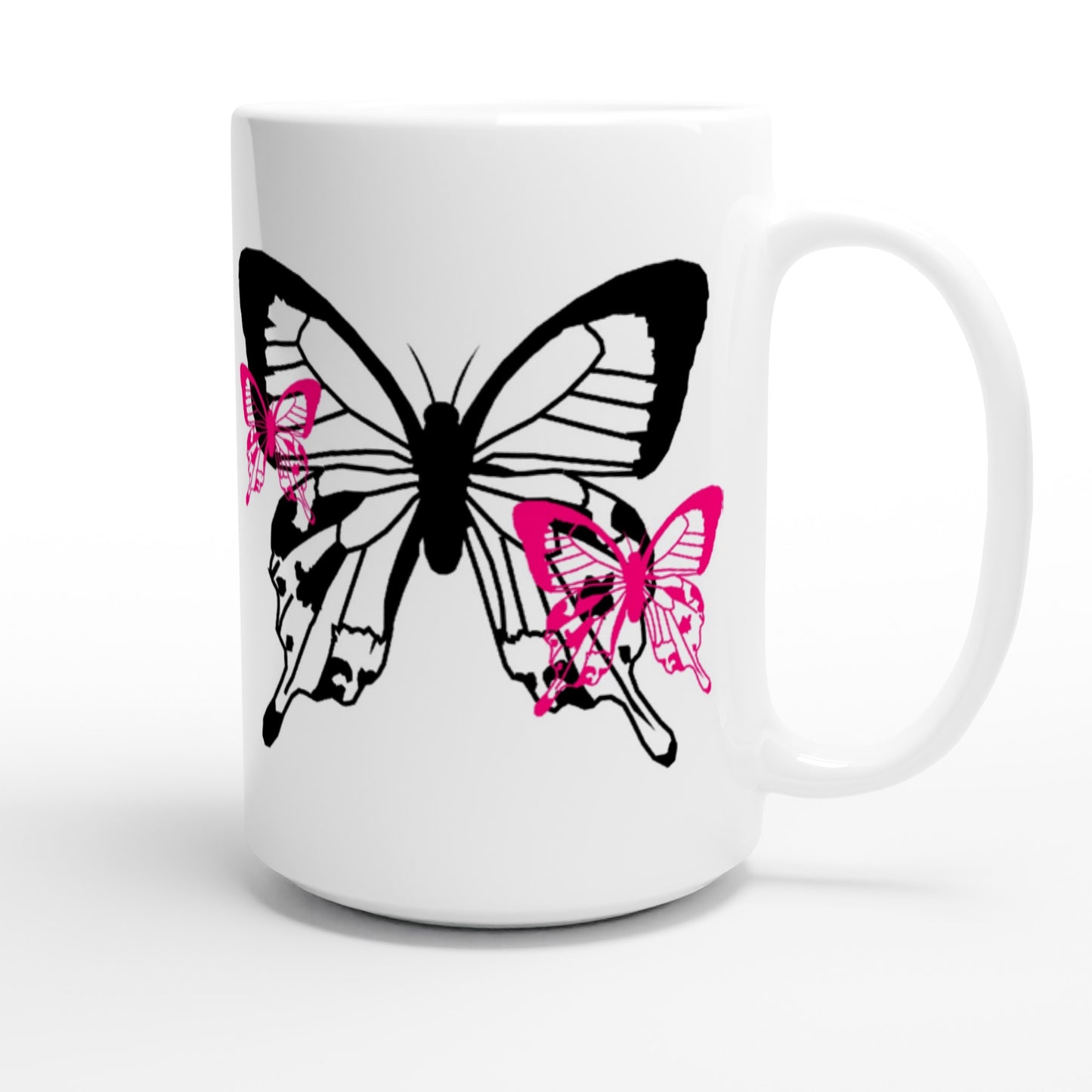 White 15oz Ceramic Mug - Butterflies-Little And Large