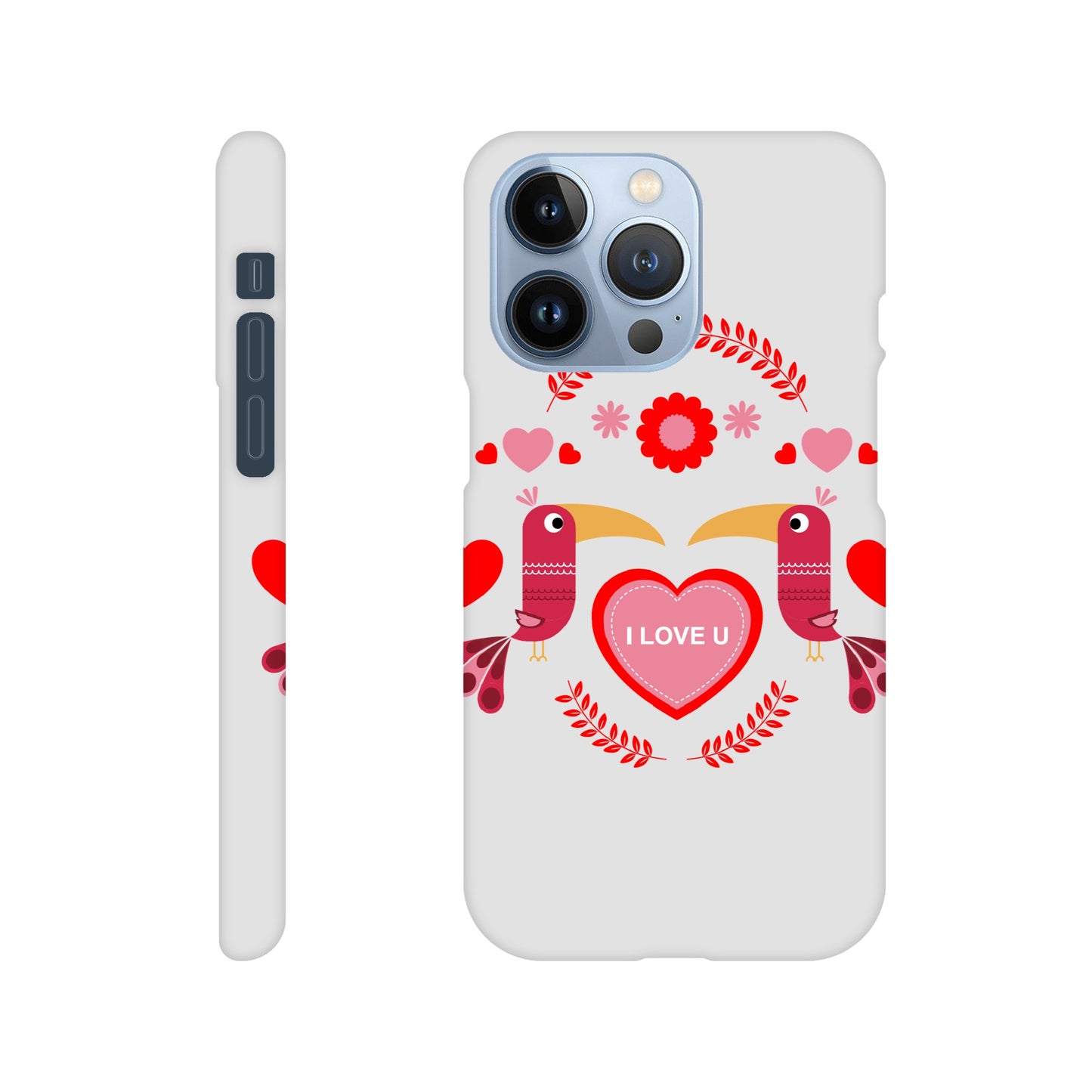 Slim case - Birds Mirrored with Floral-Botanical and Hearts - Valentine