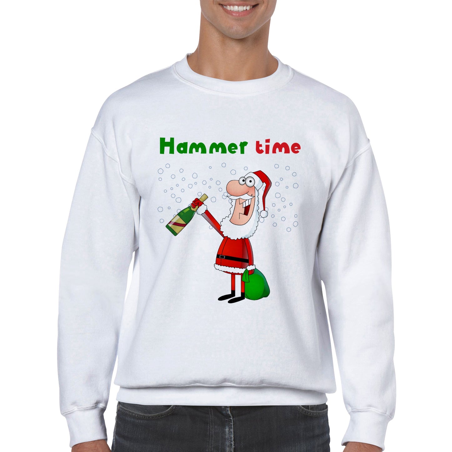 Men's Classic Unisex Crewneck Sweatshirt Santa with bottle-Hammer Time