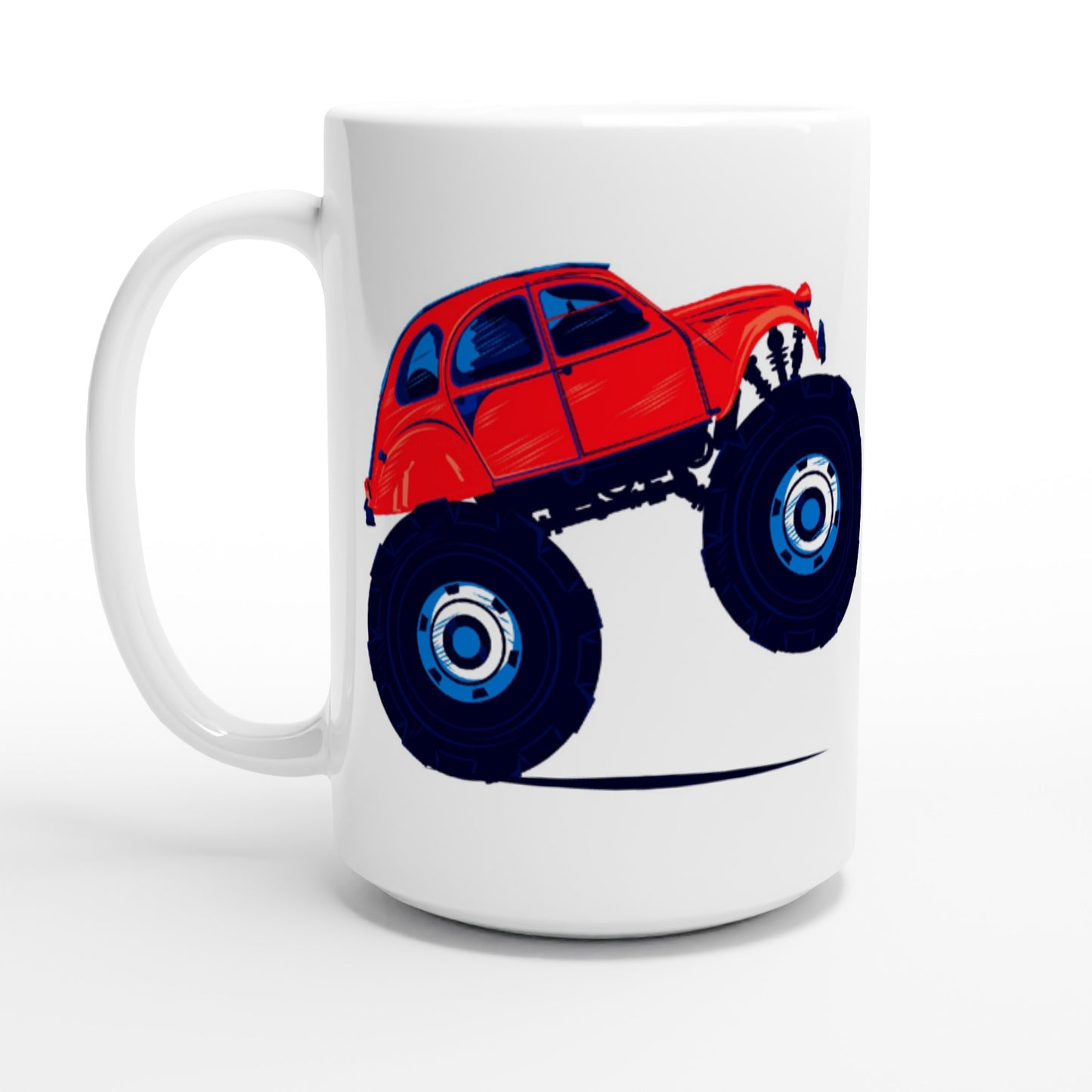 White 15oz Ceramic Mug - Monster Truck -2CV