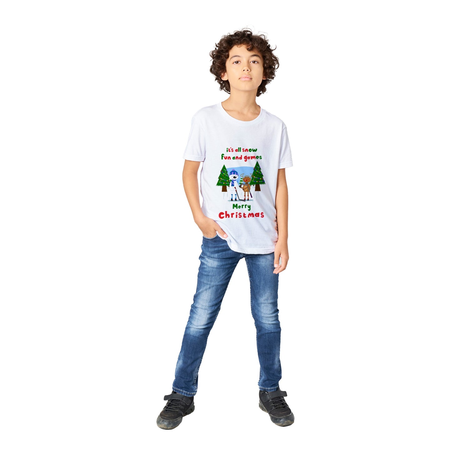 Premium Kids Crewneck T-shirt rudolf-polar bear-ice hockey