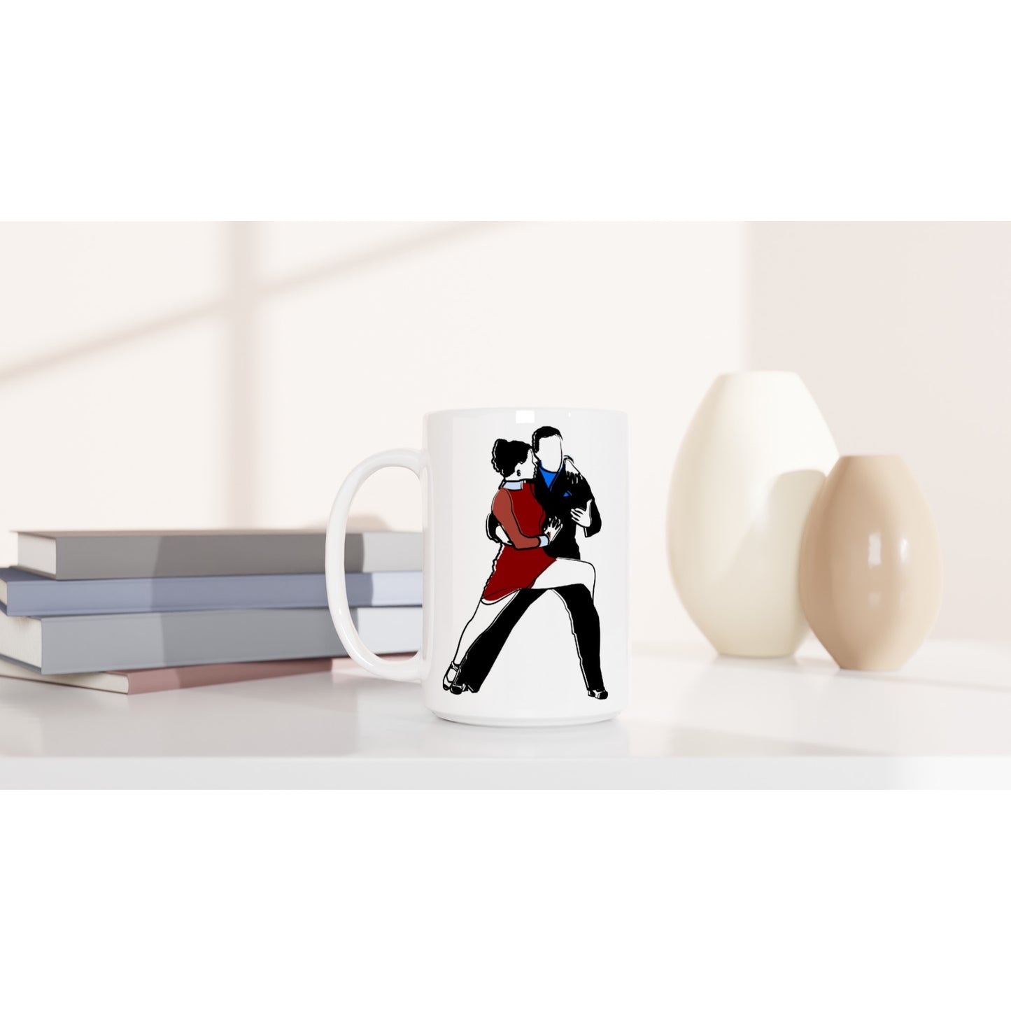 White 15oz Ceramic Mug - Latin Dancers.