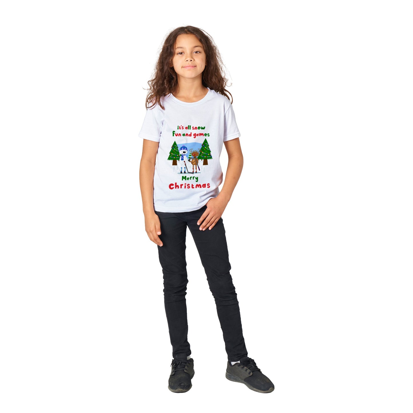 Premium Kids Crewneck T-shirt rudolf-polar bear-ice hockey