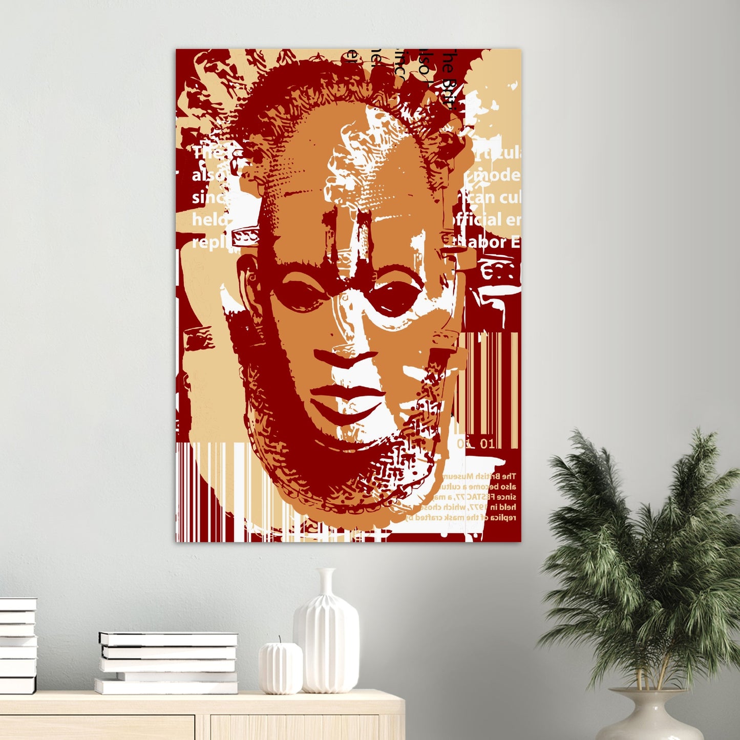 Premium Matte Paper Poster - Benin Mask. Graphic Stencil