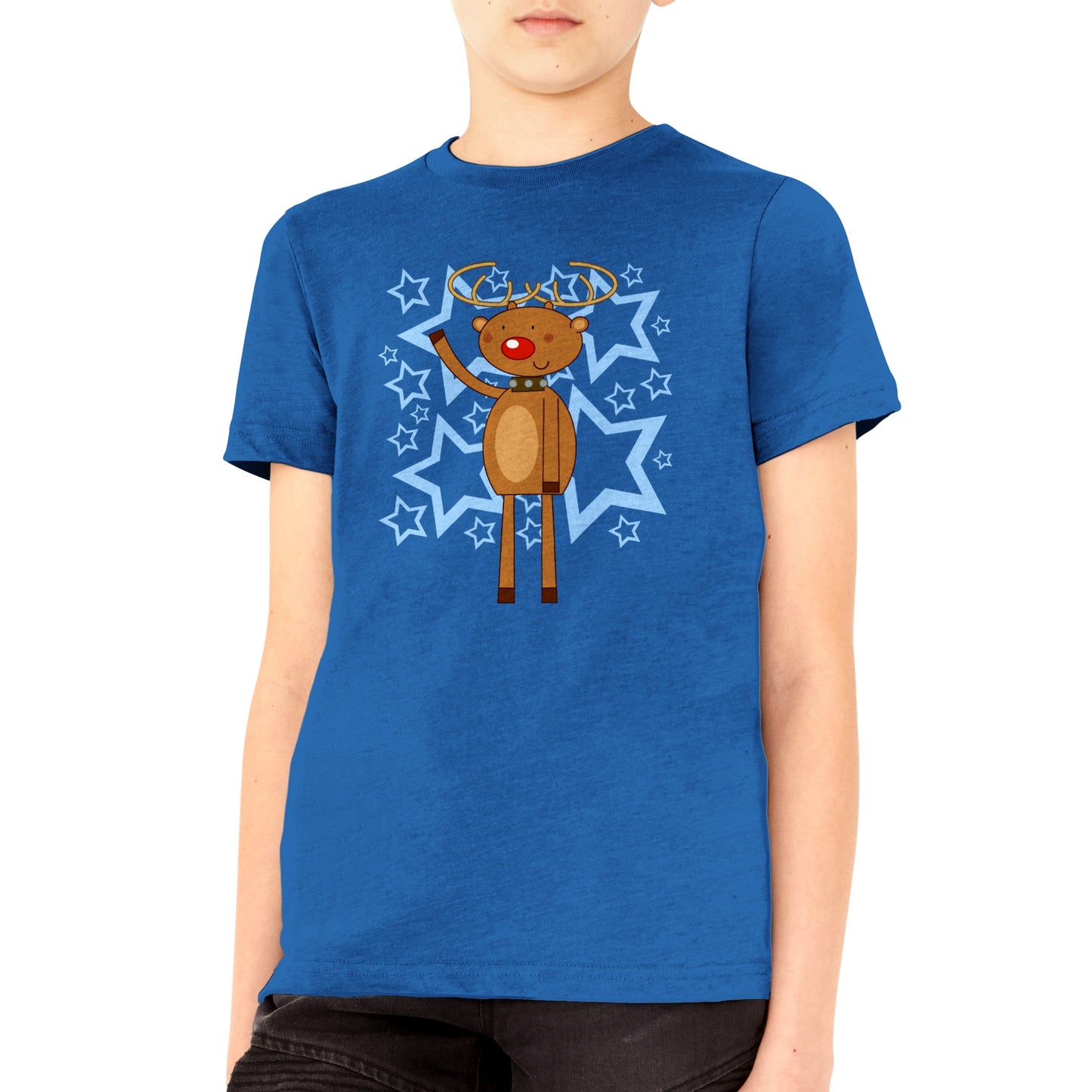 Premium Kids Crewneck T-shirt Rudolf waving-Stars - Cartoon