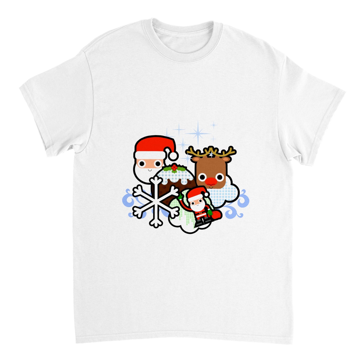 Womens Heavyweight Unisex Crewneck T-shirt Santa and all Christmas - graphics