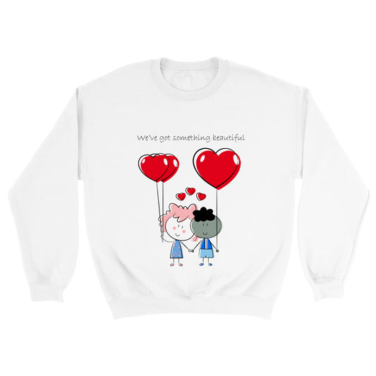 Classic Unisex Crewneck Sweatshirt - Couple Holding Heart Shaped Balloons - Valentine