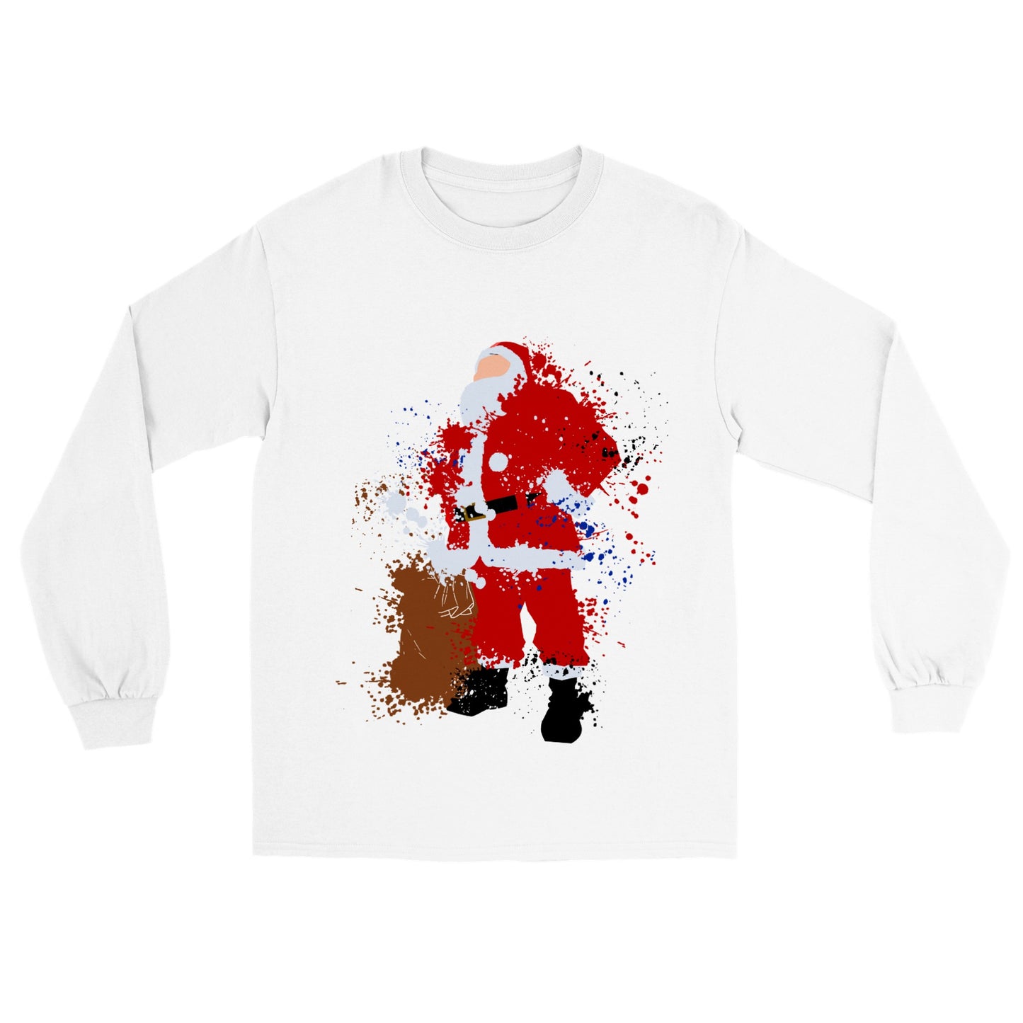 Womens Classic Unisex Longsleeve T-shirt Santa Laughing with Presents