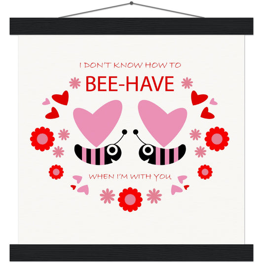 Museum-Quality Matte Paper Poster & Hanger - Bees mirrored with Floral and Hearts - Valentine