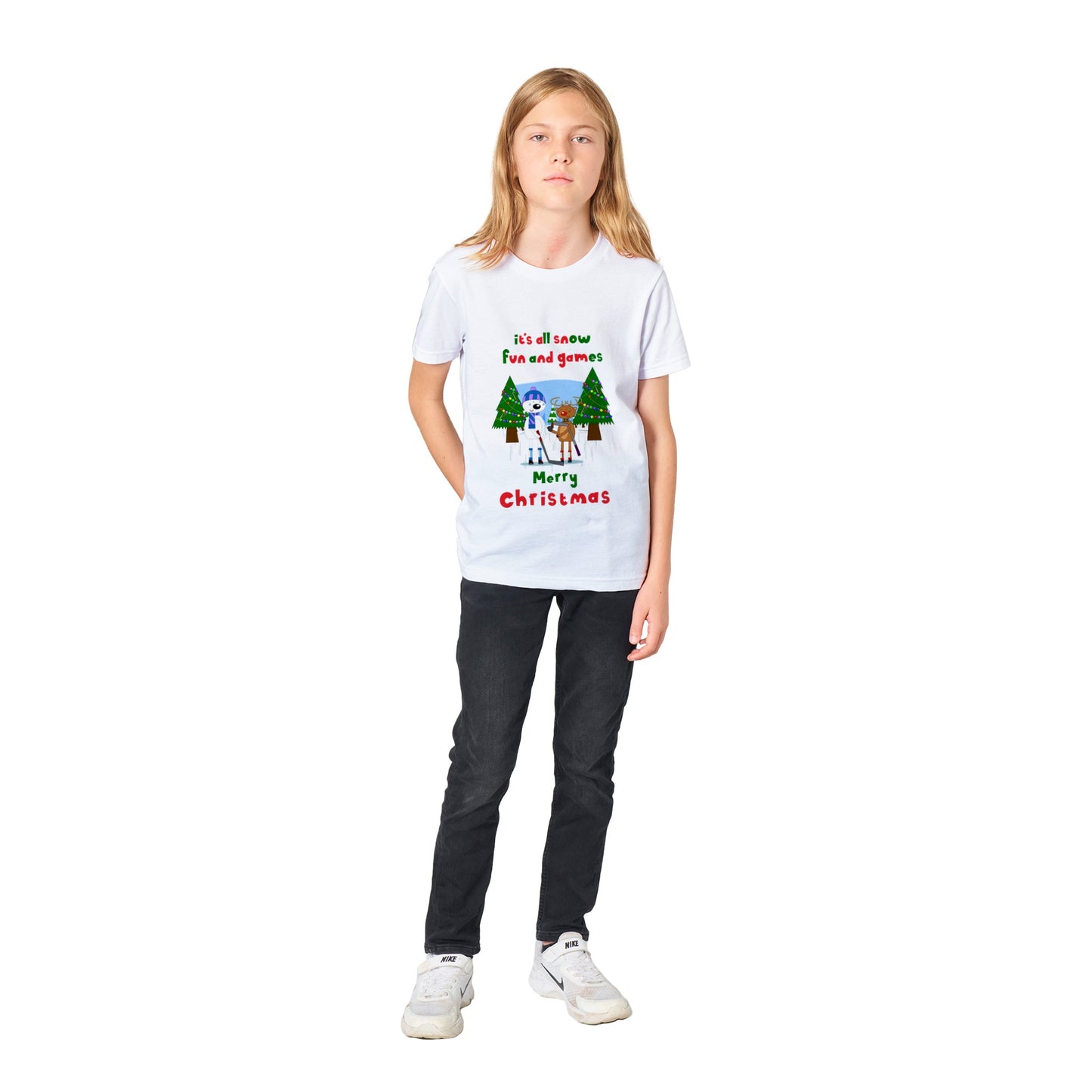 Premium Kids Crewneck T-shirt rudolf-polar bear-ice hockey