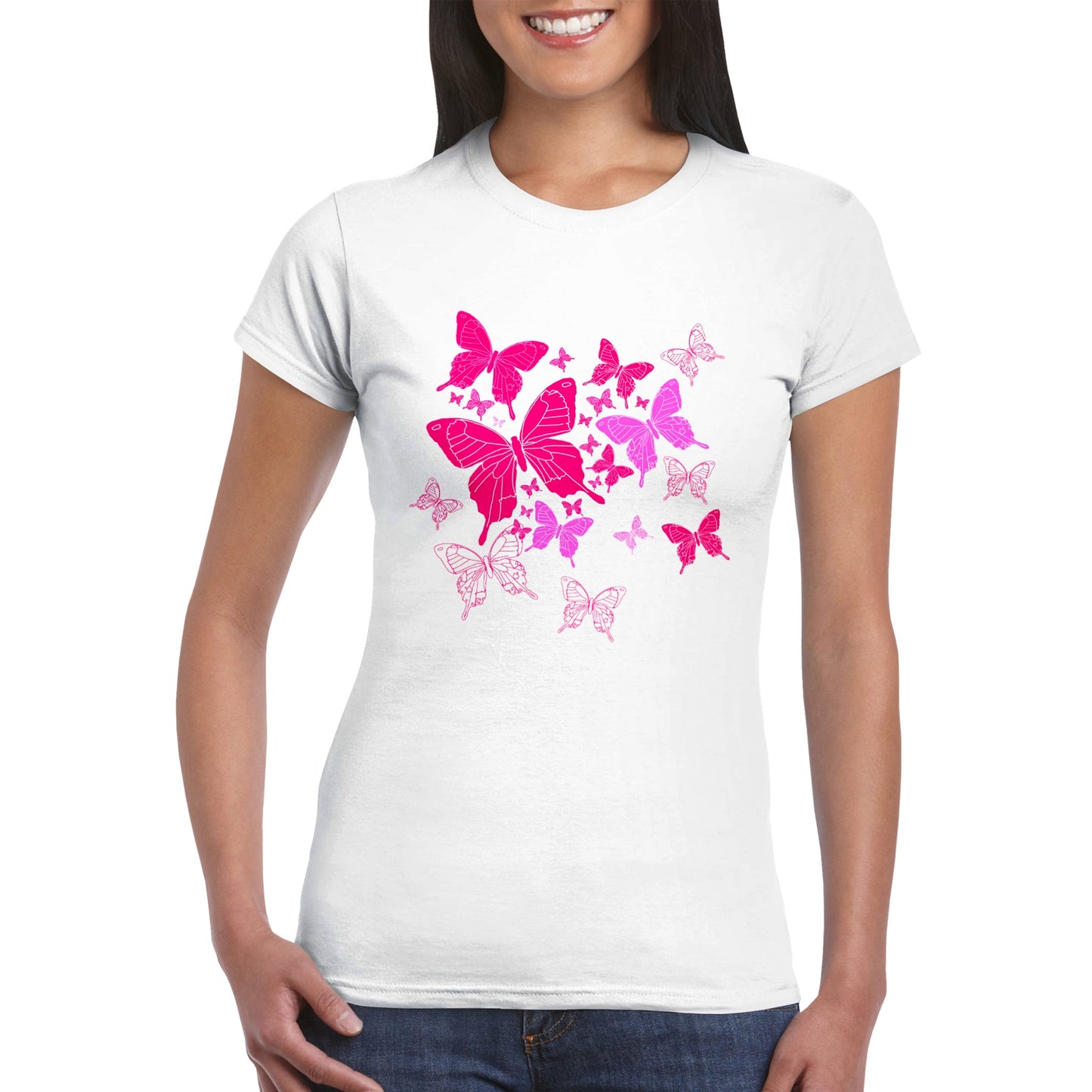 Classic Womens Crewneck T-shirt - Butterflies-Sanctuary