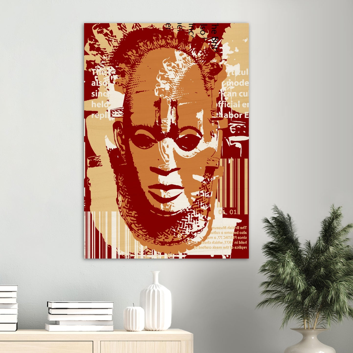 Wood Prints - Benin Mask. Graphic Stencil