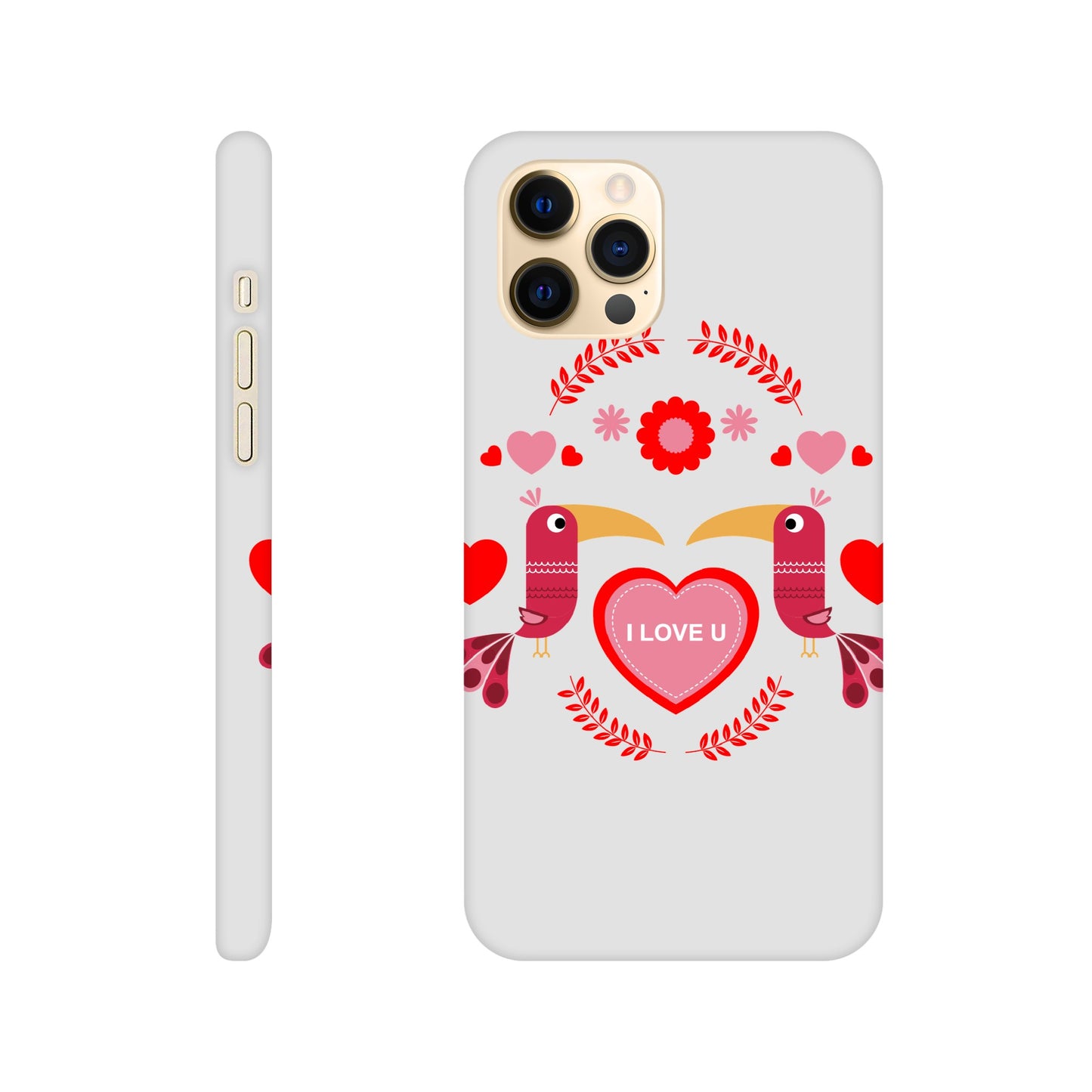 Slim case - Birds Mirrored with Floral-Botanical and Hearts - Valentine