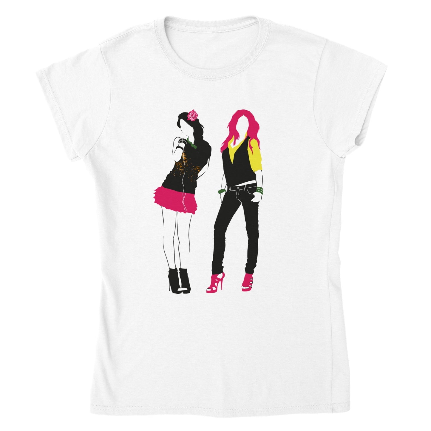 Classic Womens Crewneck T-shirt - Two Female Models Striking Poses