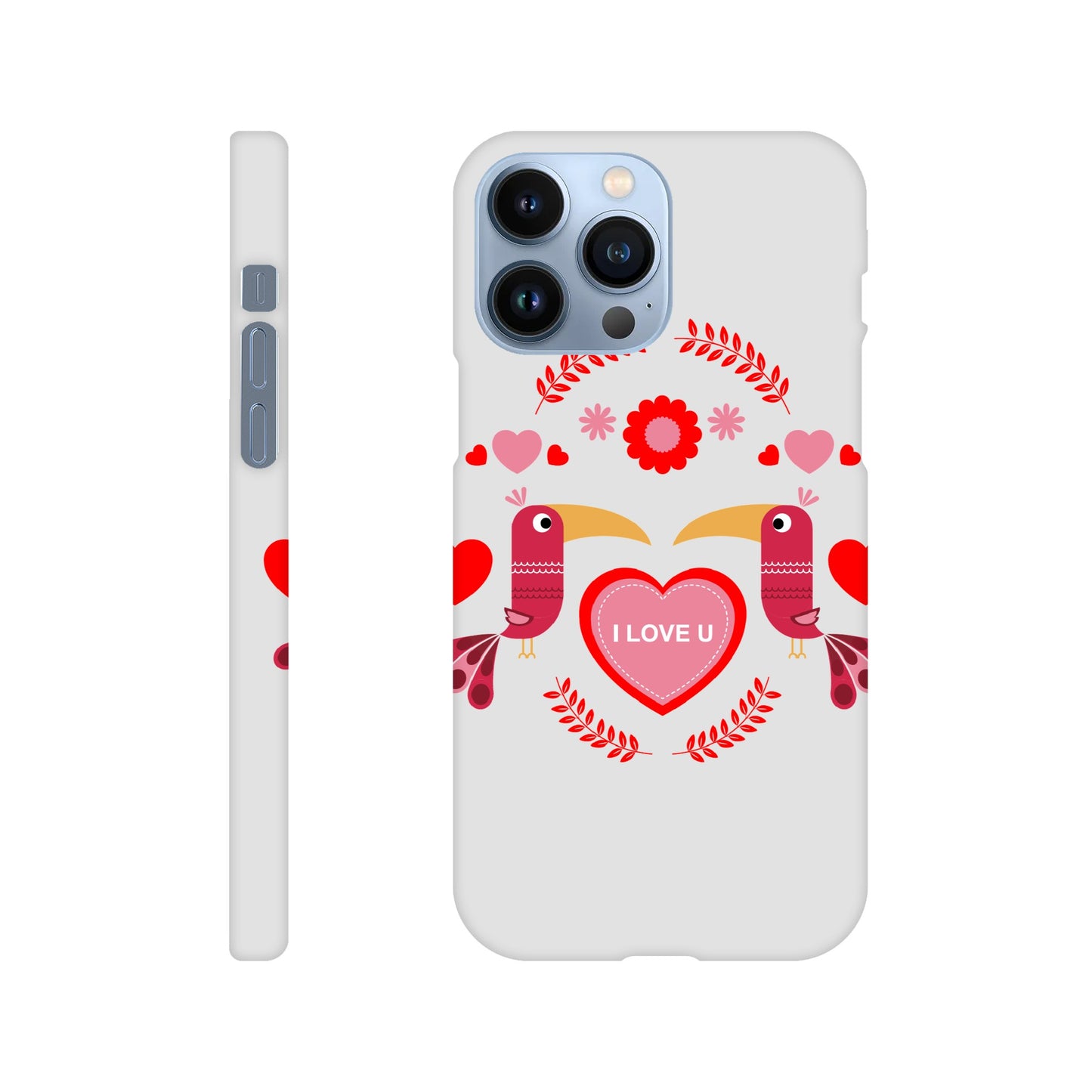 Slim case - Birds Mirrored with Floral-Botanical and Hearts - Valentine