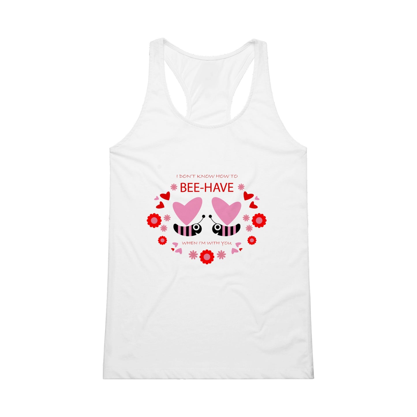 Performance Womens Tank Top -Bees mirrored with Floral and Hearts - Valentine