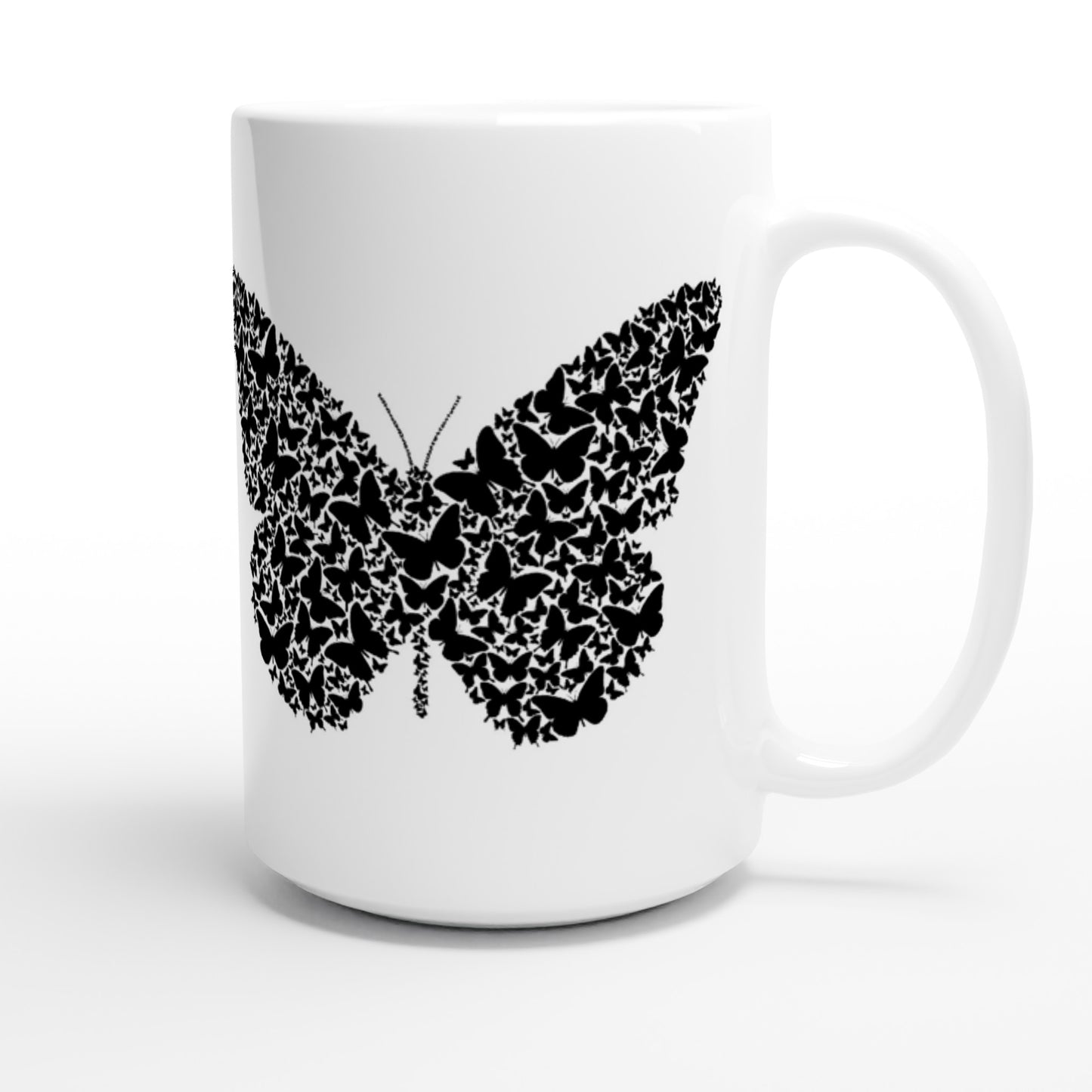 White 15oz Ceramic Mug - When Butterflies are Butterfly - Black